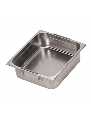 Bacinella contenitore GN 2/1 in acciaio inox con maniglie rientranti - capacità lt. 31 - mm 650x530x100h