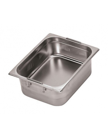 Bacinella contenitore GN 1/2 in acciaio inox con maniglie rientranti - capacità lt. 9,5 - mm 325x265x150h