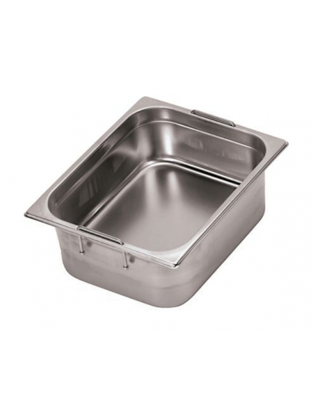 Bacinella contenitore GN 1/2 in acciaio inox con maniglie rientranti - capacità lt. 9,5 - mm 325x265x150h