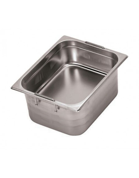 Bacinella contenitore GN 1/2 in acciaio inox con maniglie rientranti - capacità lt. 9,5 - mm 325x265x150h