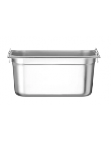 Bacinella contenitore GN 1/3 in acciaio inox con maniglie rientranti - capacità lt. 5,7 - mm 325x180x150h