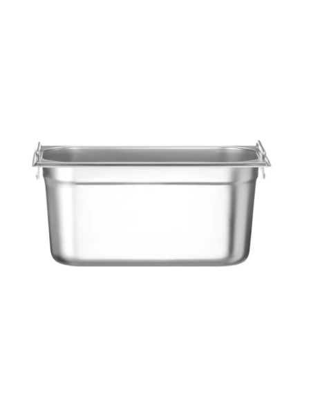 Bacinella contenitore GN 1/3 in acciaio inox con maniglie rientranti - capacità lt. 5,7 - mm 325x180x150h