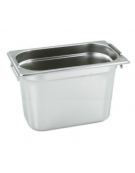 Bacinella contenitore GN 1/4 in acciaio inox con maniglie rientranti - capacità lt. 5,5 - mm 265x160X200h