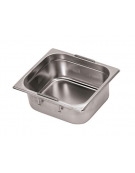 Bacinella contenitore GN 1/6 in acciaio inox con maniglie rientranti - capacità lt. 1,6 - mm 176x160x100h