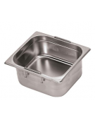 Bacinella contenitore GN 1/6 in acciaio inox con maniglie rientranti - capacità lt. 2,4 - mm 176x160x150h