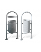 Cestino portarifiuti a forma cilindrica con coperchio e spegnisigarette, da tassellare, in acciaio zincato e verniciato - cm Ø32