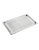 Bacinella contenitore GN 2/1 in acciaio inox con fondo forato - mm 650x530x20h
