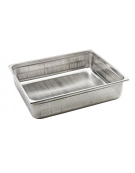 Bacinella contenitore GN 2/1 in acciaio inox con fondo e lati forati - mm 650x530x150h