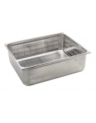 Bacinella contenitore GN 2/1 in acciaio inox con fondo e lati forati - mm 650x530x200h
