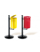 Cestino portarifiuti a forma cilindrica con nervature da inghisare, in acciaio zincato e verniciato - cm Ø 32x131,7h