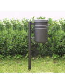 Cestino portarifiuti a forma cilindrica con nervature in acciaio, da inghisare - cm Ø 45,5x54,4x120h