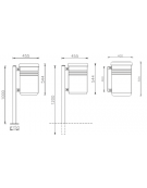 Cestino portarifiuti a forma cilindrica con nervature in acciaio, da inghisare - cm Ø 45,5x54,4x120h