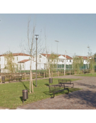 Cestino portarifiuti a forma cilindrica con nervature in acciaio, da inghisare - cm Ø 45,5x54,4x120h