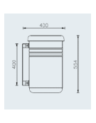 Cestino portarifiuti Lt 45 a forma cilindrica con nervature in acciaio, fissaggio a muro - cm Ø 40x55,4h - Vari colori disponibi