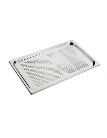 Bacinella contenitore GN 1/1 in acciaio inox con fondo forato - mm 530x325x20h