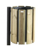 Cestino portarifiuti da fissaggio a muro, in acciaio zincato e verniciato, con doghe in legno di pino - cm 46,2x37,1