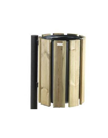 Cestino portarifiuti da fissaggio a muro, in acciaio zincato e verniciato, con doghe in legno di pino - cm 46,2x37,1