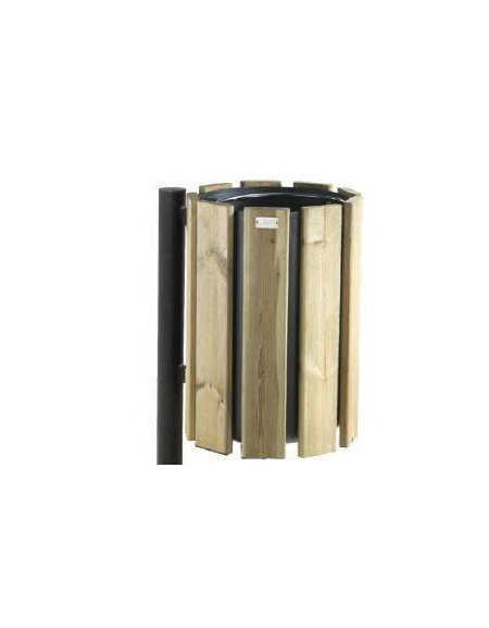 Cestino portarifiuti da fissaggio a muro, in acciaio zincato e verniciato, con doghe in legno di pino - cm 46,2x37,1