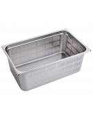 Bacinella contenitore GN 1/1 in acciaio inox con fondo e lati forati - mm 530x325x200h