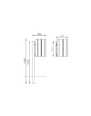 Cestino portarifiuti con paletto in acciaio da inghisare , contenitore ricoperto di doghe in legno di pino - cm 41,1x33,3x128h