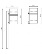 Cestino portarifiuti in acciaio zincato e verniciato, di forma cilindrica e paletto per il fissaggio al suolo - cm 49x37x128h