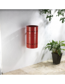 Cestino portarifiuti in acciaio zincato e verniciato, di forma cilindrica per il fissaggio al muro - cm 49x37