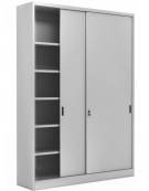 ARMADIO UFFICIO METALLICO VERNICIATO AD ANTE SCORREVOLI CIECHE CON 5 RIPIANI - CM.120X45X250H - COLORE A SCELTA