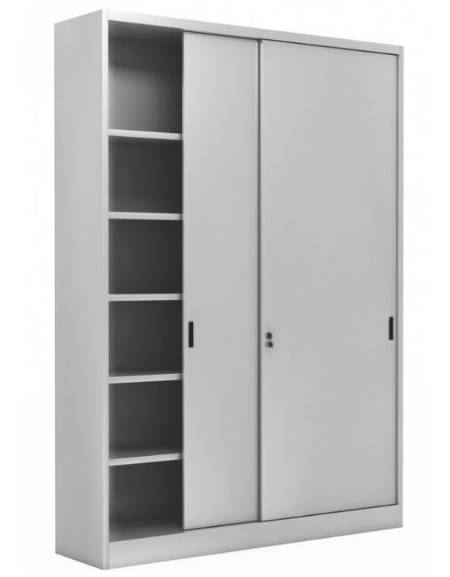 ARMADIO UFFICIO METALLICO VERNICIATO AD ANTE SCORREVOLI CIECHE CON 5 RIPIANI - CM.120X45X250H - COLORE A SCELTA