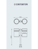 Cestino per la raccolta differenziata con 2 contenitori, da tassellare, in acciaio zincato e verniciato - cm 84x100h