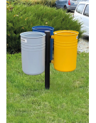 Cestino per la raccolta differenziata con 4 contenitori, da tassellare, in acciaio zincato e verniciato - cm 84x84x100h