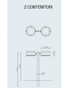 Cestino a 2 settori per la raccolta differenziata a forma cilindrica con nervatura - cm Ø35 (x2) x 120h
