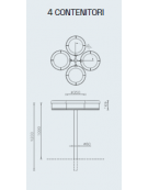 Cestino a 4 settori per la raccolta differenziata a forma cilindrica con nervatura - cm Ø35 (x4) x 120h