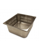 Bacinella contenitore GN 2/3 in acciaio inox con fondo e lati forati - mm 353x320x150h