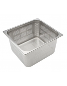 Bacinella contenitore GN 2/3 in acciaio inox con fondo e lati forati - mm 353x320x200h