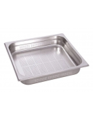 Bacinella contenitore GN 2/3 in acciaio inox con fondo e lati forati - mm 353x320x65h