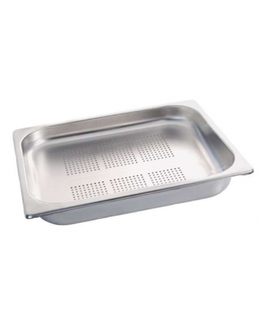 Bacinella contenitore GN 1/2 in acciaio inox con fondo forato - mm 325x265x20h