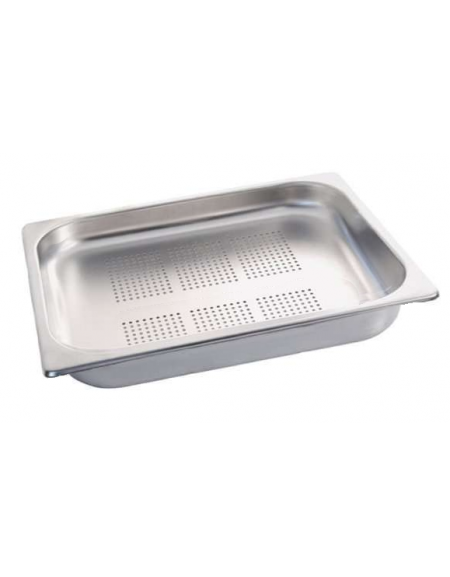 Bacinella contenitore GN 1/2 in acciaio inox con fondo forato - mm 325x265x20h