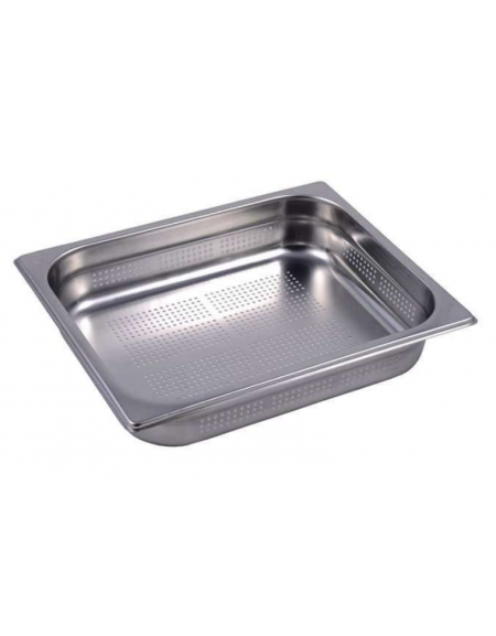Bacinella contenitore GN 1/2 in acciaio inox con fondo e lati forati - mm 325x265x65h