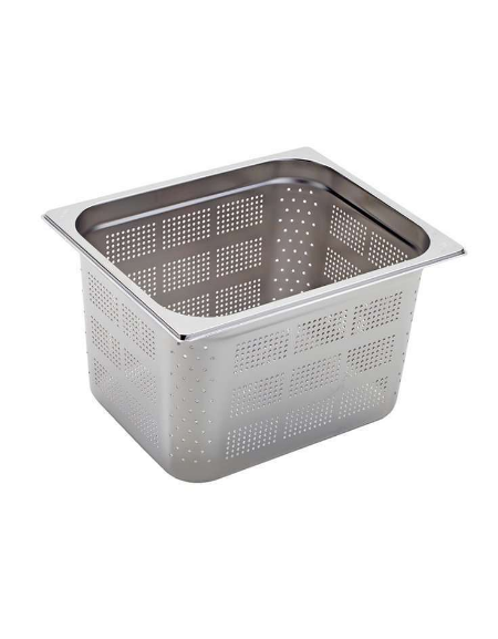 Bacinella contenitore GN 1/2 in acciaio inox con fondo e lati forati - mm 325x265x200h