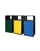 Cestone per la raccolta differenziata a 2 settori in acciaio zincato e verniciato - lineare - cm 48x48x99,8h cad.