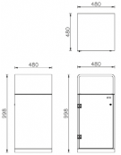 Cestone per la raccolta differenziata a 2 settori in acciaio zincato e verniciato - angolare - cm 48x48x99,8h cad