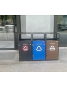 Cestone per la raccolta differenziata a 3 settori in acciaio zincato e verniciato - lineare - cm 48x48x99,8h cad.
