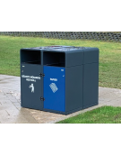 Cestone per la raccolta differenziata a 2 settori in acciaio zincato e verniciato - angolare - cm 48x48x99,8h cad