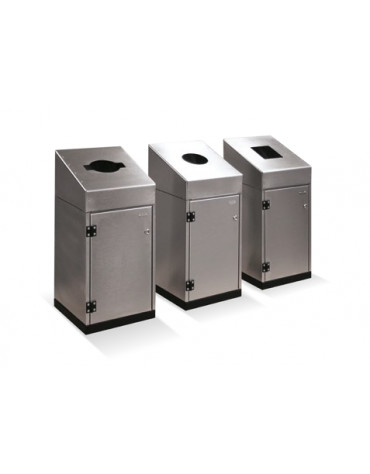 Cestone con sagomatura dei fori per la raccolta differenziata a 3 settori, in acciaio zincato e verniciato - cm 38x38x82h cad.