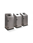 Cestone con sagomatura dei fori per la raccolta differenziata a 4 settori, in acciaio inox - cm 38x38x82h cad.