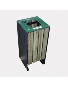 Cestone per la raccolta differenziata a 1 settore in acciaio con doghe in legno di pregio - cm 45x45x100h