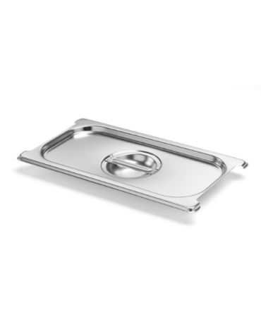 Coperchio in acciaio inox per bacinelle GN 1/3 con spacchi maniglie  - mm 325x180