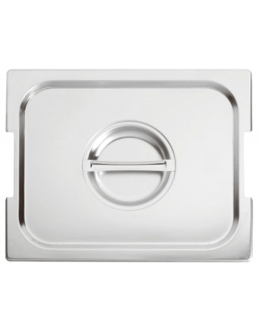 Coperchio in acciaio inox per bacinelle GN 1/3 con spacchi maniglie  - mm 325x180