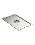Coperchio in acciaio inox per bacinelle GN 1/4 con spacchi maniglie - mm 265x160