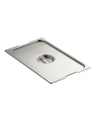 Coperchio in acciaio inox per bacinelle GN 1/4 con spacchi maniglie  - mm 265x160